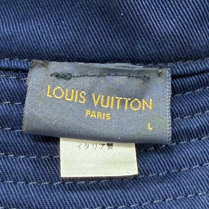 Great LOUIS VUITTON hat Shapka LV Graphical Stripe Navy cotton mens L M77623