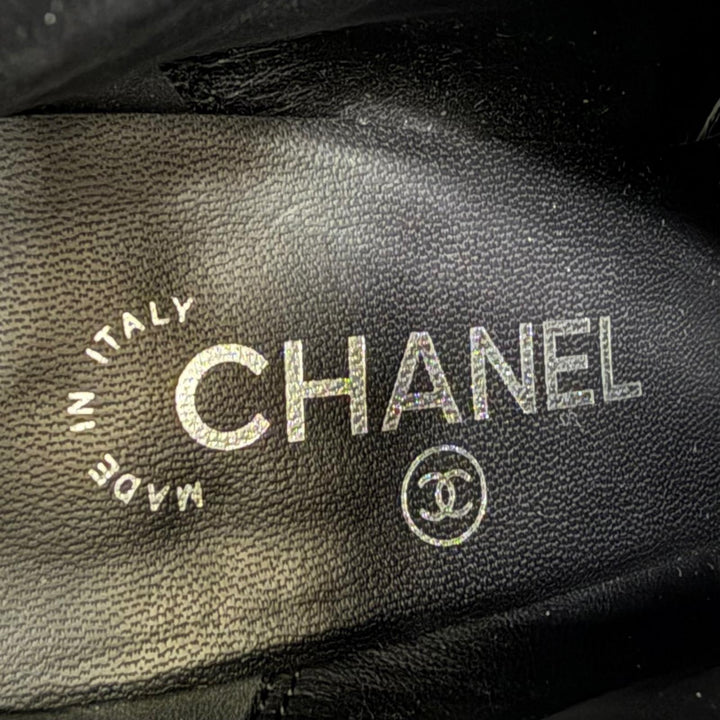 Great CHANEL boots COCO Mark Eco Pearl Chain Belt Leather black 36.5 G33932