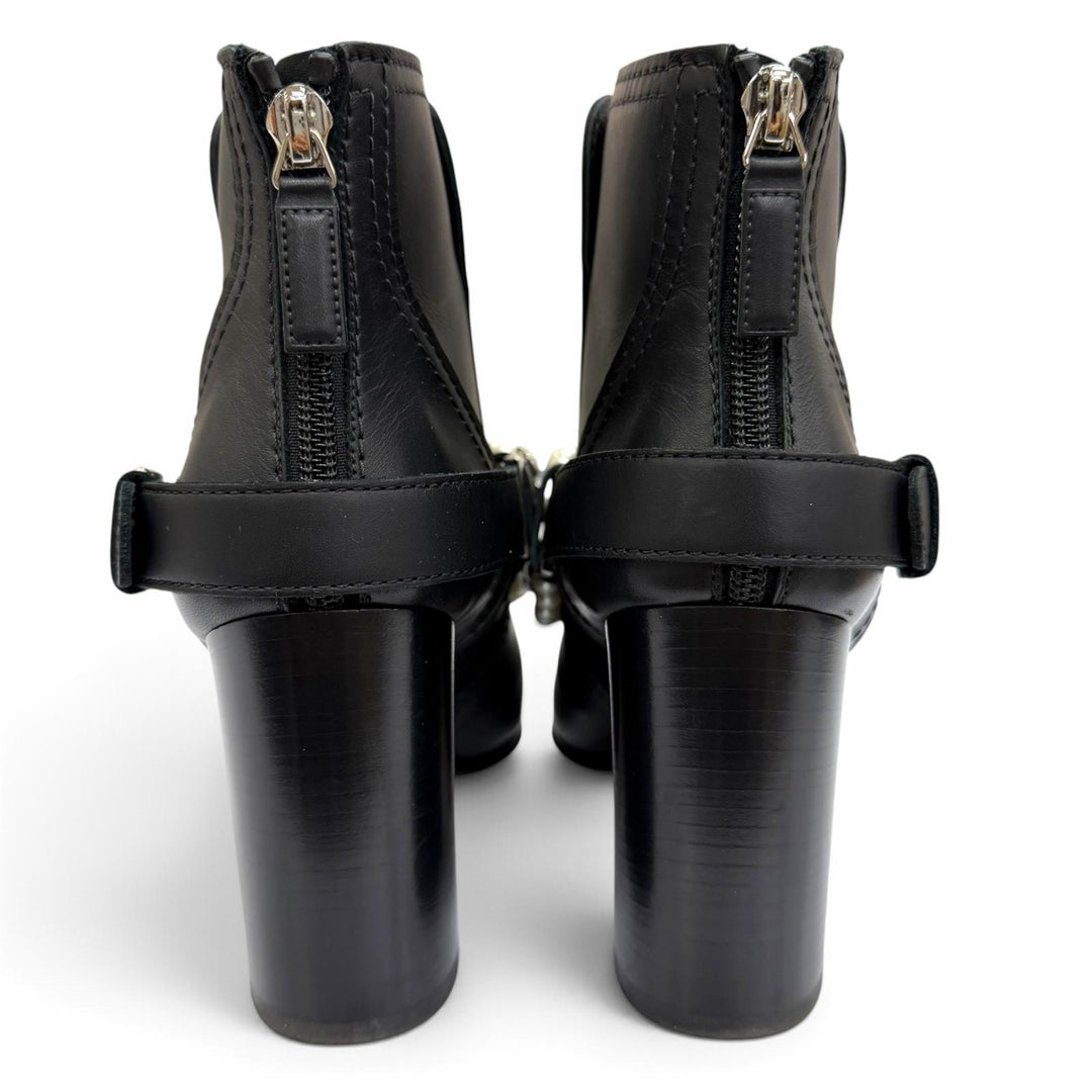 Great CHANEL boots COCO Mark Eco Pearl Chain Belt Leather black 36.5 G33932