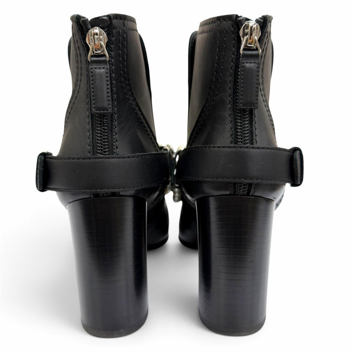 Great CHANEL boots COCO Mark Eco Pearl Chain Belt Leather black 36.5 G33932