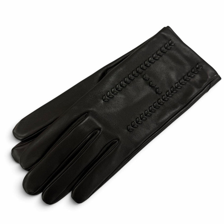 Pristine HERMES gloves H Design Leather Gloves black lambskin Leather Women 7