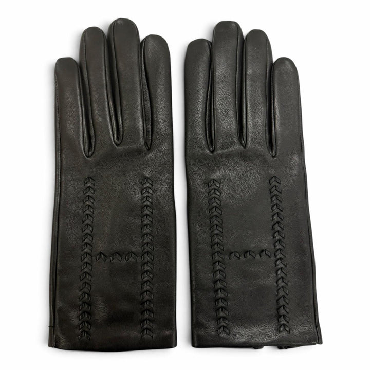 Pristine HERMES gloves H Design Leather Gloves black lambskin Leather Women 7