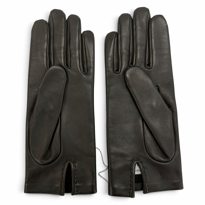 Pristine HERMES gloves H Design Leather Gloves black lambskin Leather Women 7