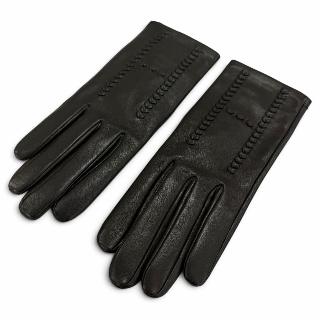 Pristine HERMES gloves H Design Leather Gloves black lambskin Leather Women 7