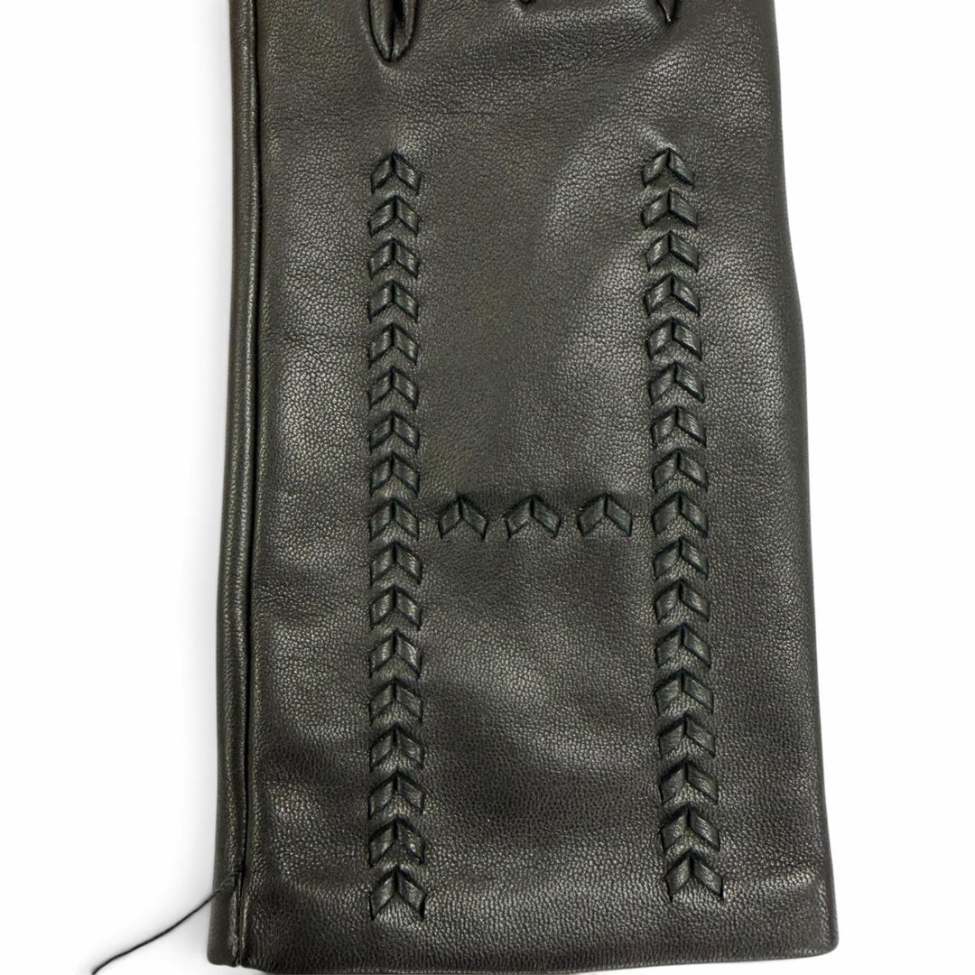Pristine HERMES gloves H Design Leather Gloves black lambskin Leather Women 7