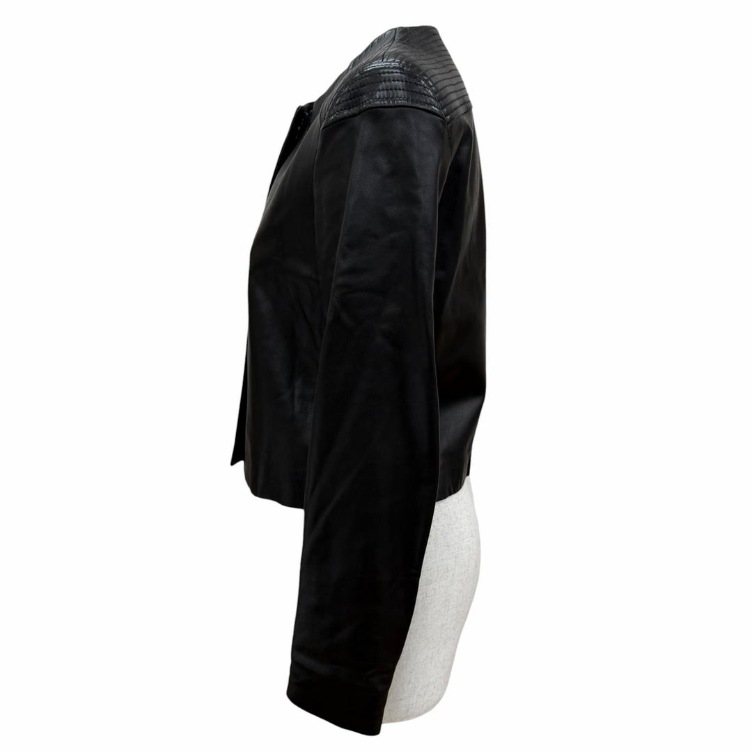 Excellent THE ROW leather jacket collarless jacket black lambskin Leather 4