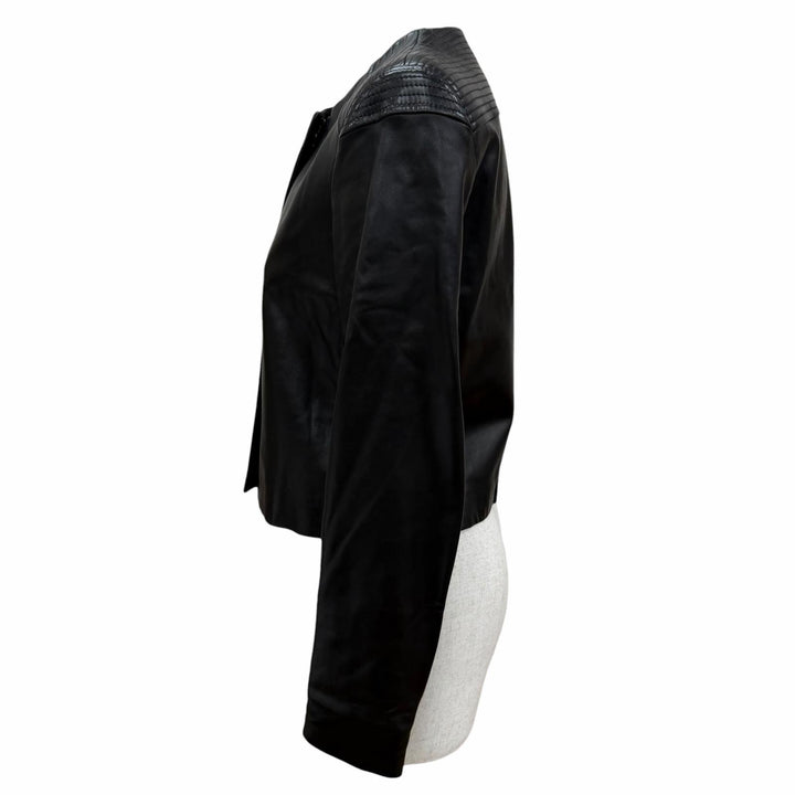 Excellent THE ROW leather jacket collarless jacket black lambskin Leather 4