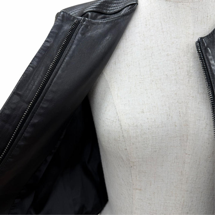 Excellent THE ROW leather jacket collarless jacket black lambskin Leather 4