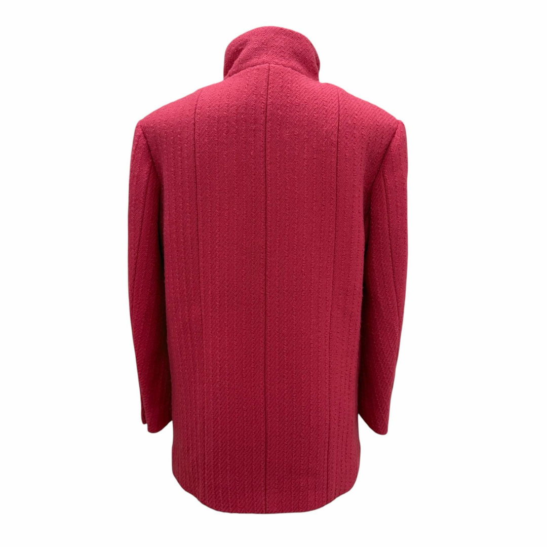 Great CHANEL coat COCO Mark Button Tweed pink wool Women FR 36 P65341