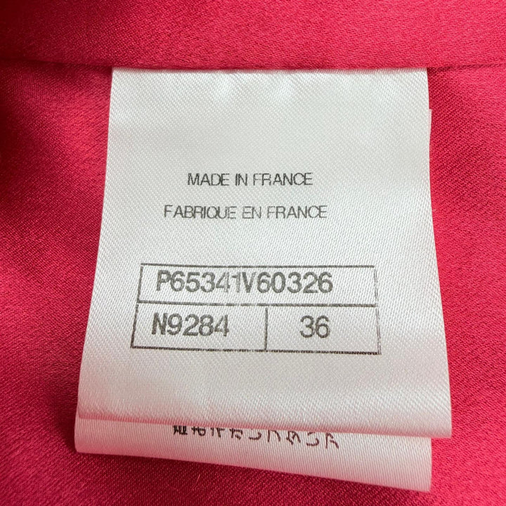 Great CHANEL coat COCO Mark Button Tweed pink wool Women FR 36 P65341