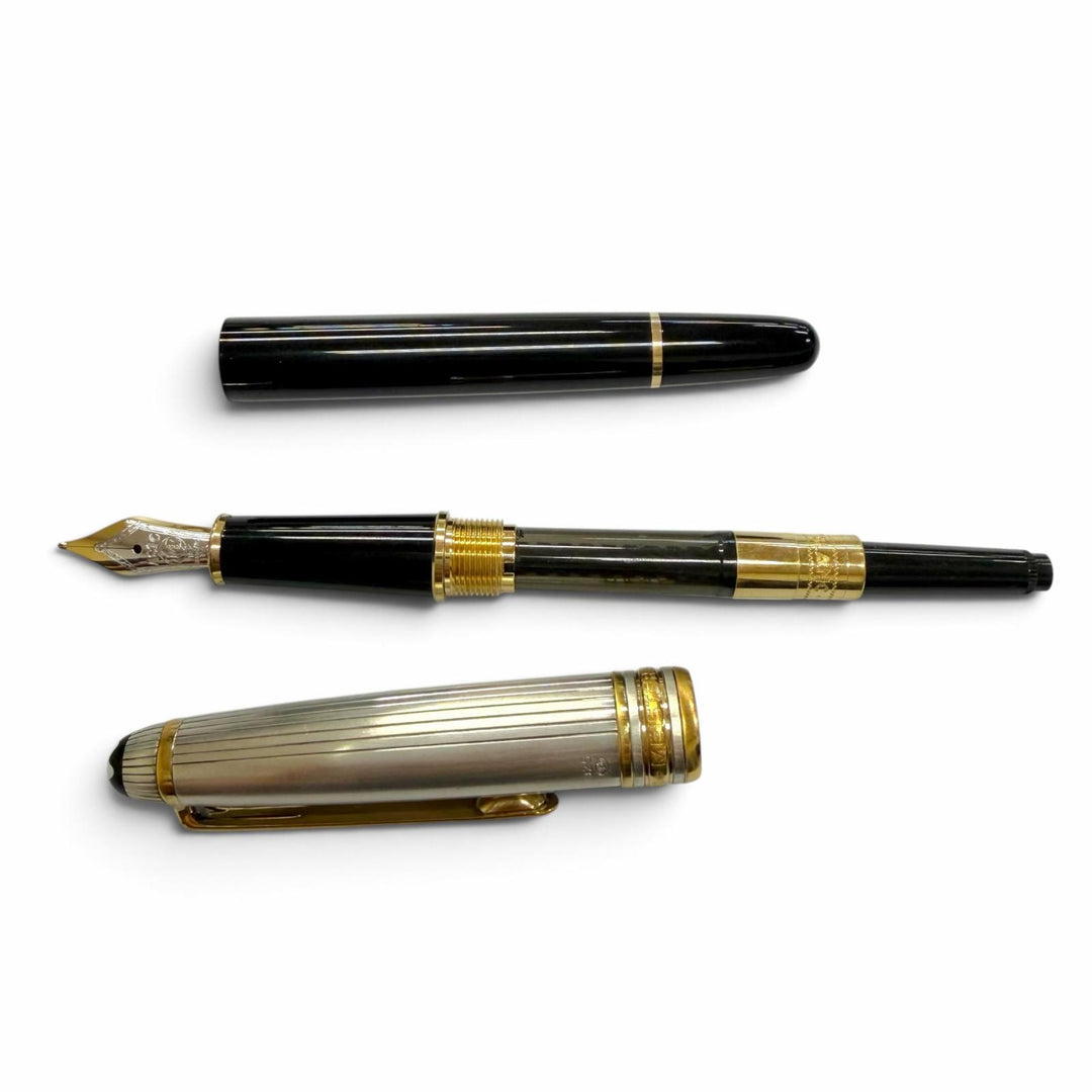 Very Good MONTBLANC fountain pen Meisterstück Solitaire Due white star Silver