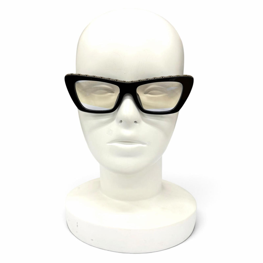 Excellent CHANEL Glasses COCO Mark Butterfly Shape black Women 3480-S-A