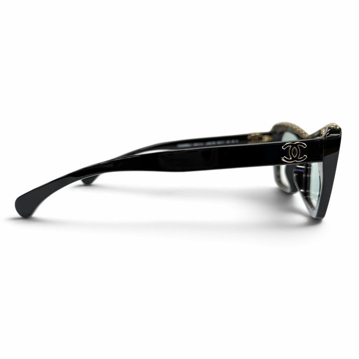 Excellent CHANEL Glasses COCO Mark Butterfly Shape black Women 3480-S-A