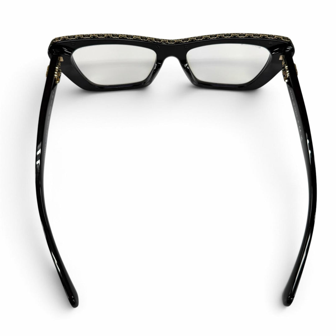 Excellent CHANEL Glasses COCO Mark Butterfly Shape black Women 3480-S-A