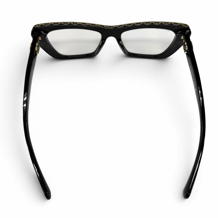 Excellent CHANEL Glasses COCO Mark Butterfly Shape black Women 3480-S-A