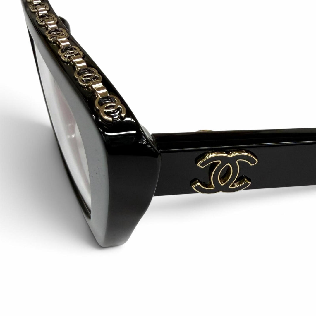 Excellent CHANEL Glasses COCO Mark Butterfly Shape black Women 3480-S-A