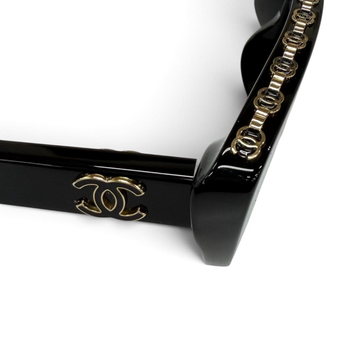 Excellent CHANEL Glasses COCO Mark Butterfly Shape black Women 3480-S-A