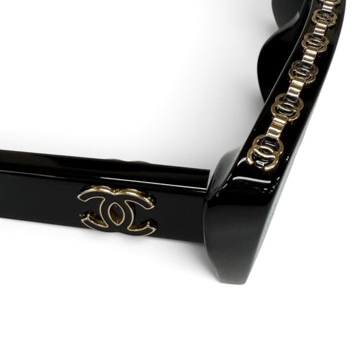 Excellent CHANEL Glasses COCO Mark Butterfly Shape black Women 3480-S-A