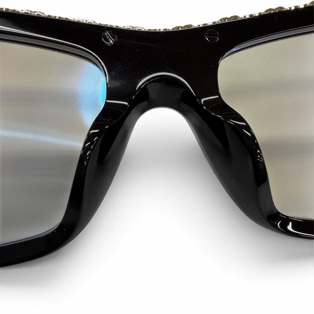 Excellent CHANEL Glasses COCO Mark Butterfly Shape black Women 3480-S-A