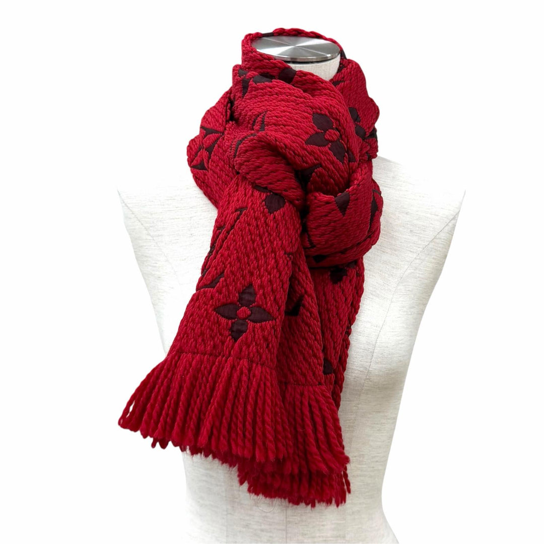 Great LOUIS VUITTON Scarf Esharp Logomania fringe wool Women M72432