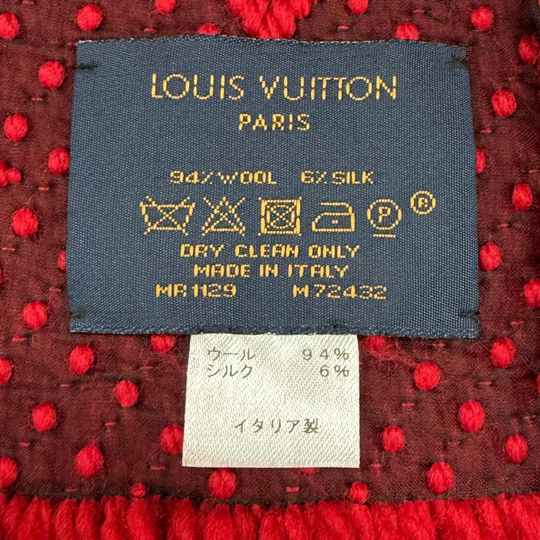 Great LOUIS VUITTON Scarf Esharp Logomania fringe wool Women M72432