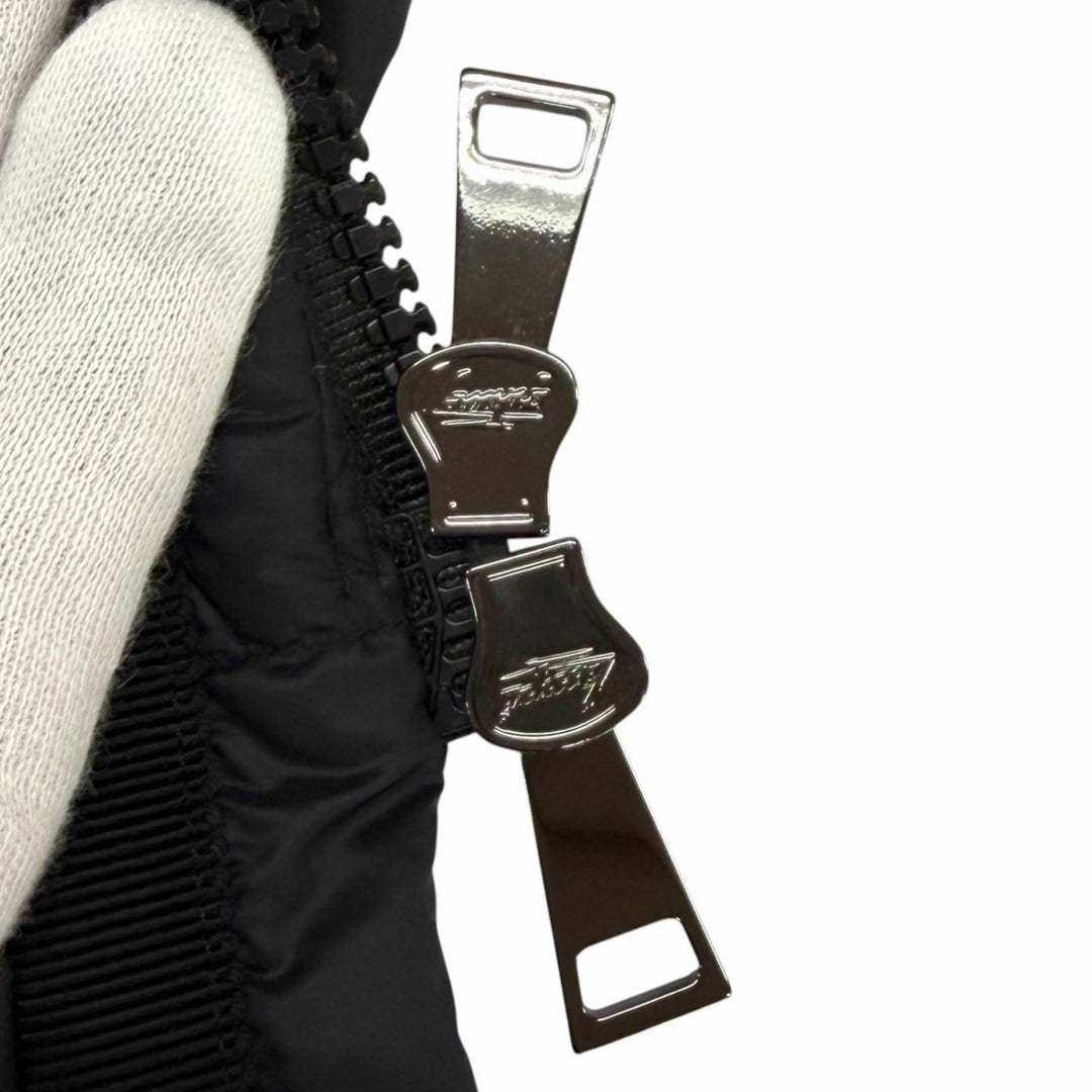Excellent MONCLER down coat HERMINE Hood and logo patch included black Nylon 1
