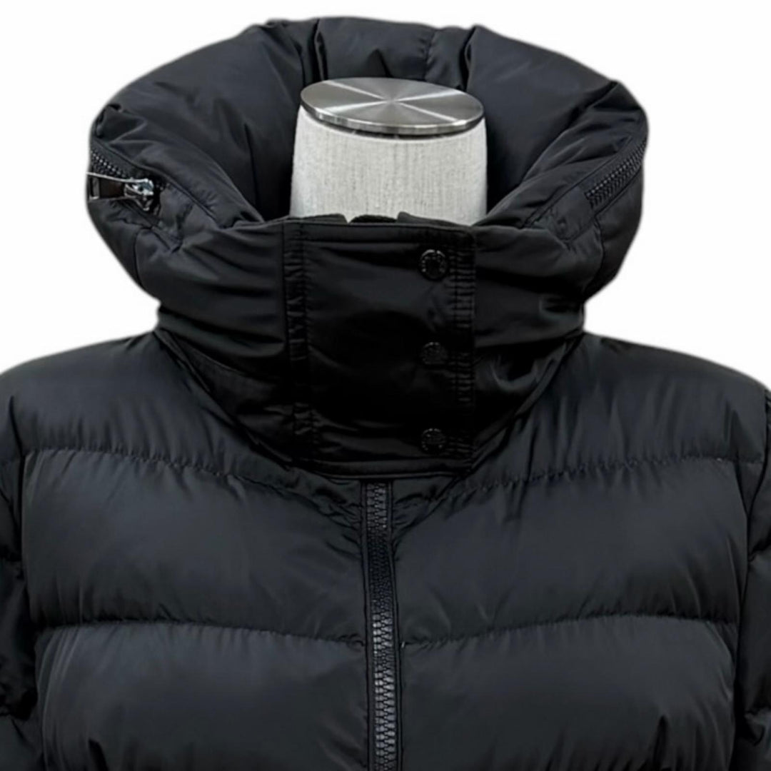 Excellent MONCLER down coat FLAMETTE Long jacket with patch and stowable hood. 3