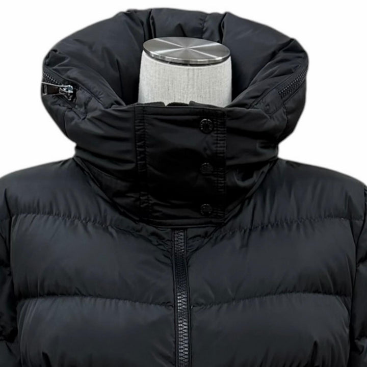 Excellent MONCLER down coat FLAMETTE Long jacket with patch and stowable hood. 3