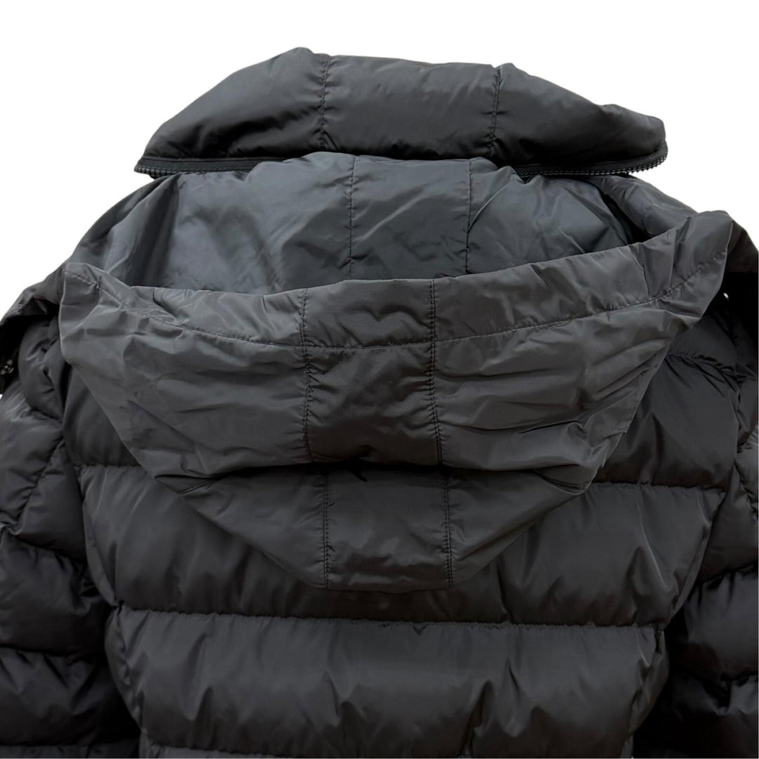 Excellent MONCLER down coat FLAMETTE Long jacket with patch and stowable hood. 3