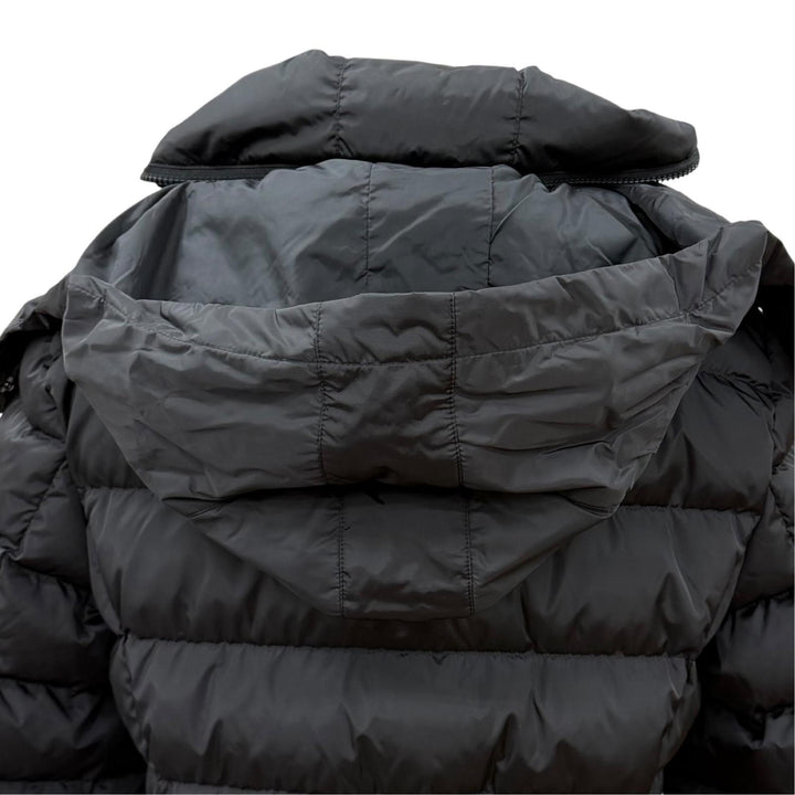 Excellent MONCLER down coat FLAMETTE Long jacket with patch and stowable hood. 3