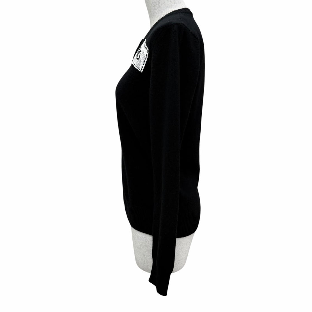 Great DOLCE&GABBANA cardigan Logo-emblazoned long-sleeved knit black cashmere 38