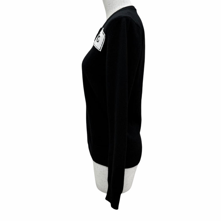 Great DOLCE&GABBANA cardigan Logo-emblazoned long-sleeved knit black cashmere 38