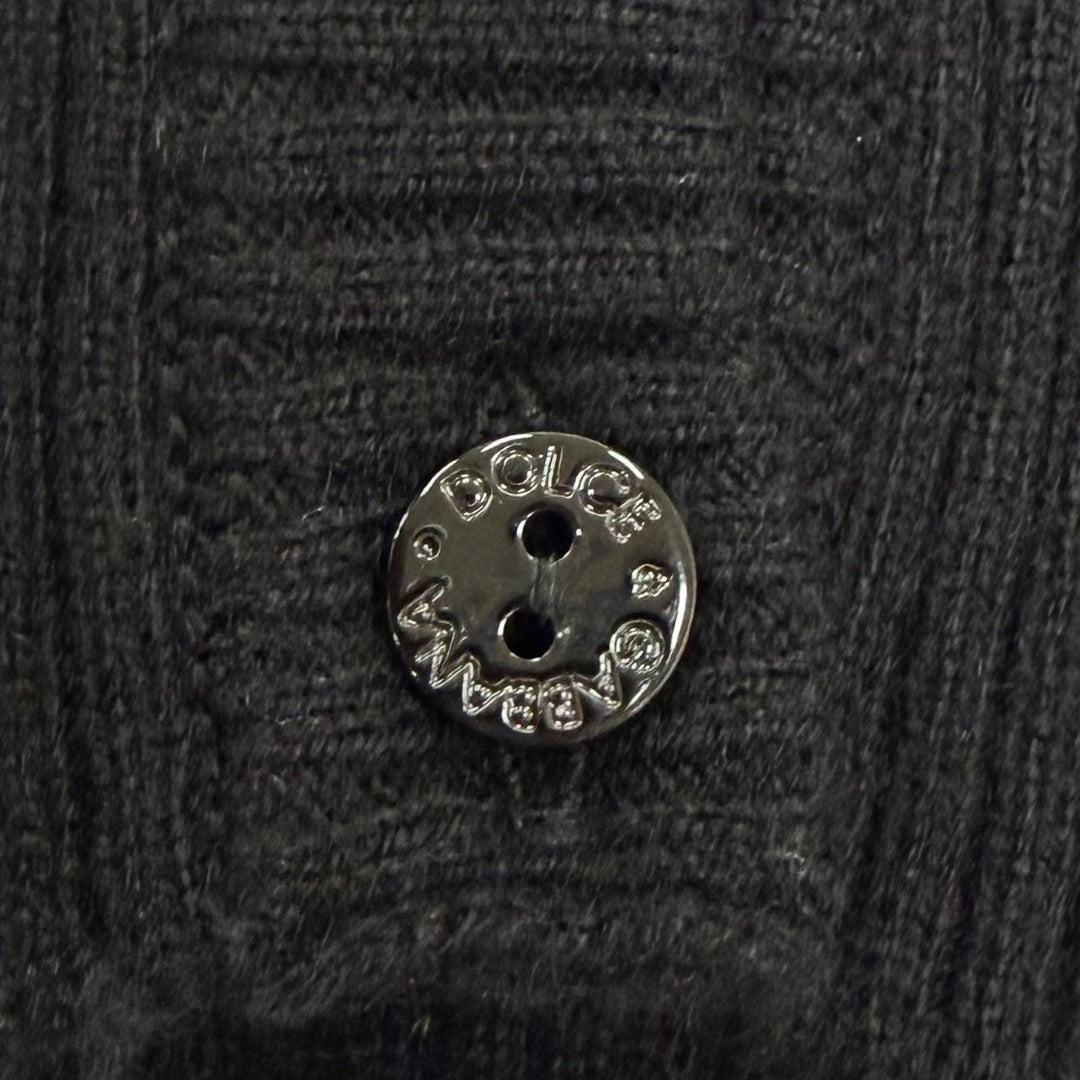 Great DOLCE&GABBANA cardigan Logo-emblazoned long-sleeved knit black cashmere 38