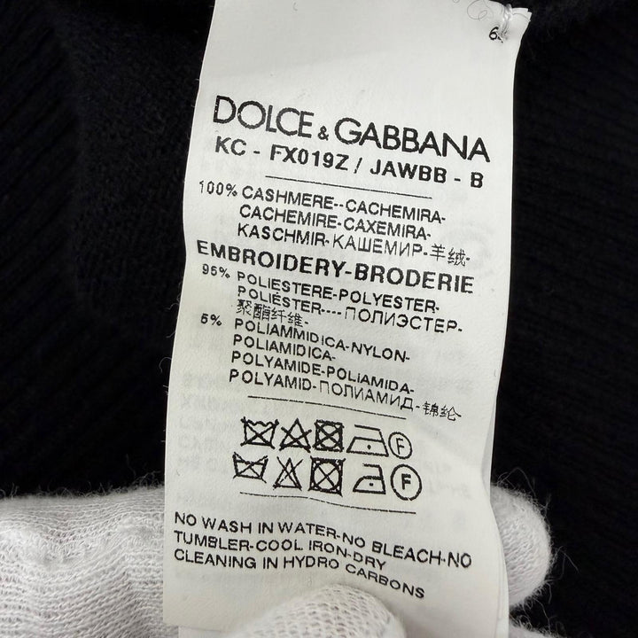 Great DOLCE&GABBANA cardigan Logo-emblazoned long-sleeved knit black cashmere 38