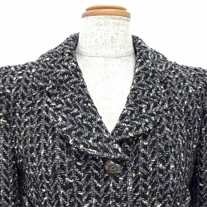 Great CHANEL suit COCO Button Mixed Tweed Skirt Suit Two-Piece Set 38 97A P09701