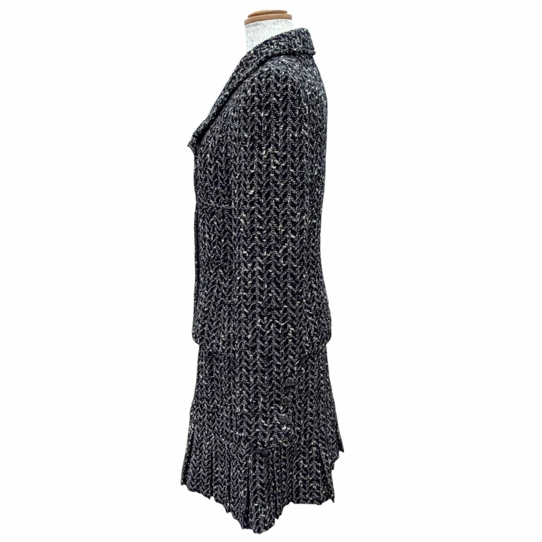 Great CHANEL suit COCO Button Mixed Tweed Skirt Suit Two-Piece Set 38 97A P09701