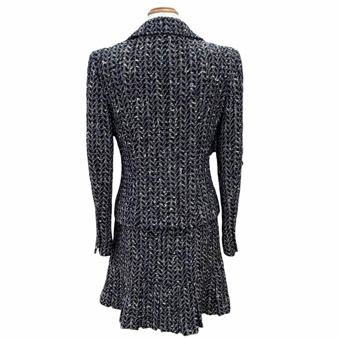 Great CHANEL suit COCO Button Mixed Tweed Skirt Suit Two-Piece Set 38 97A P09701