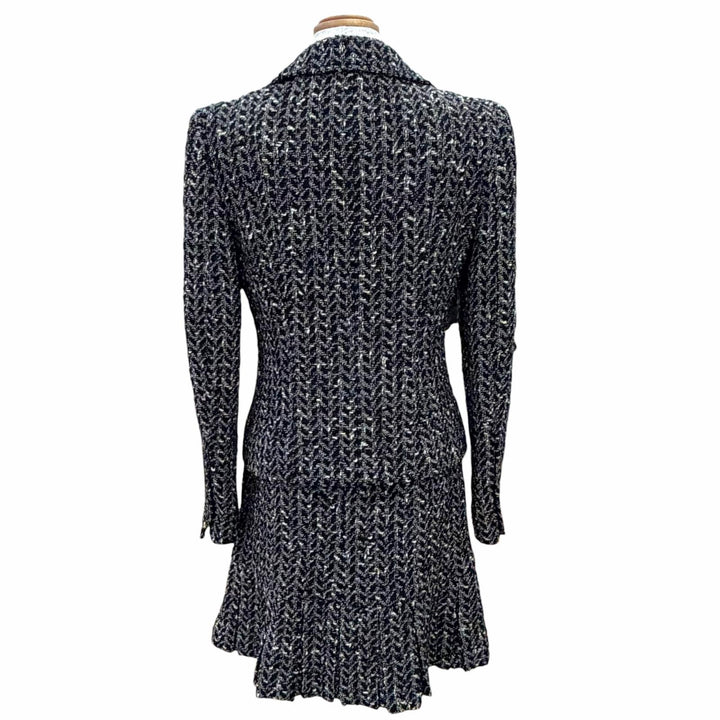 Great CHANEL suit COCO Button Mixed Tweed Skirt Suit Two-Piece Set 38 97A P09701