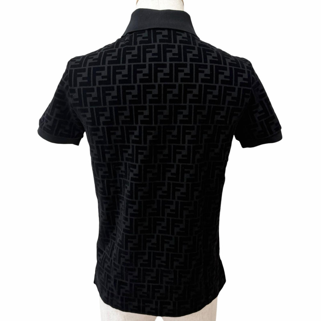 Excellent FENDI Short sleeve polo shirt FF Embossed Logo Velour