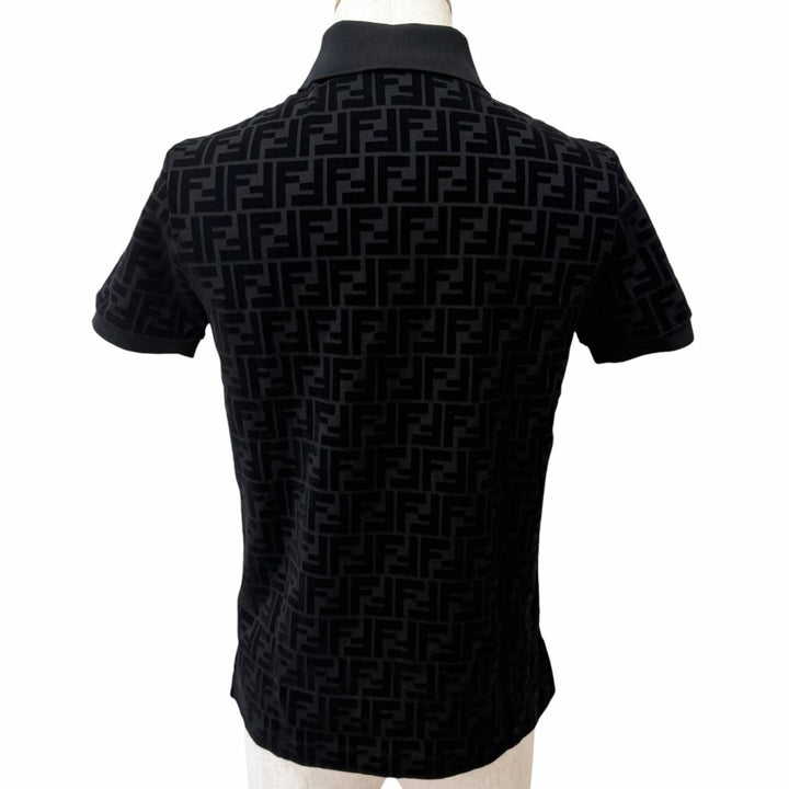 Excellent FENDI Short sleeve polo shirt FF Embossed Logo Velour