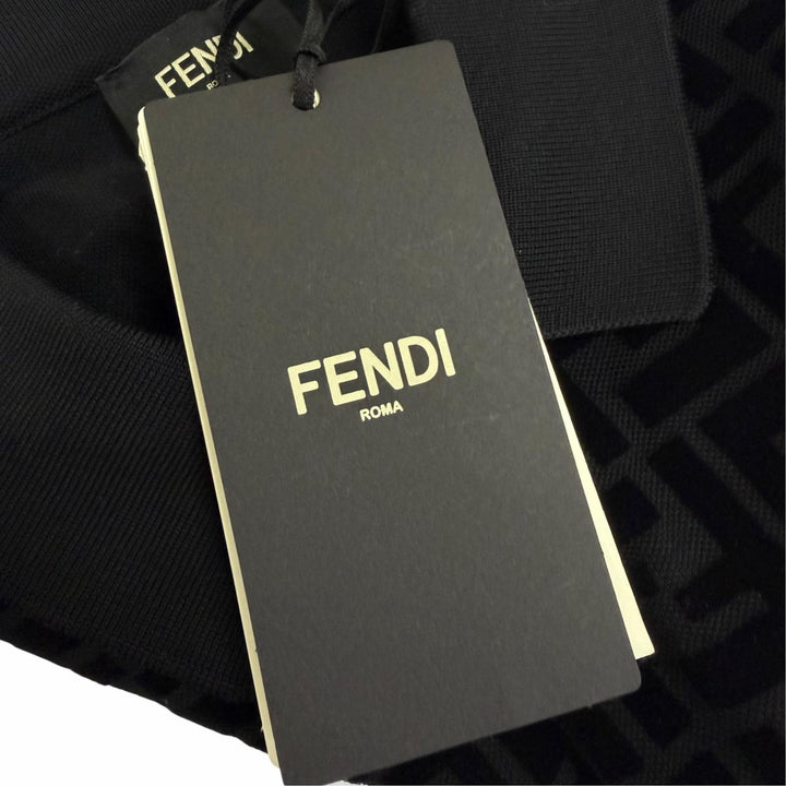 Excellent FENDI Short sleeve polo shirt FF Embossed Logo Velour