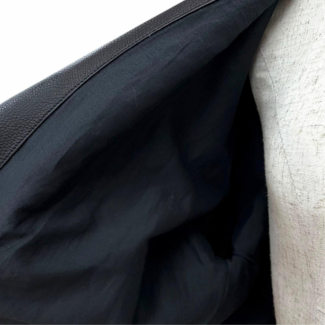 Excellent HERMES leather jacket Collarless, short-sleeved, short black FR 40