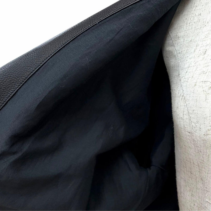 Excellent HERMES leather jacket Collarless, short-sleeved, short black FR 40