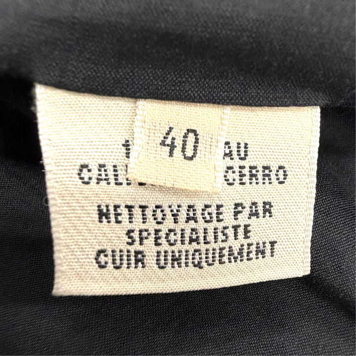 Excellent HERMES leather jacket Collarless, short-sleeved, short black FR 40