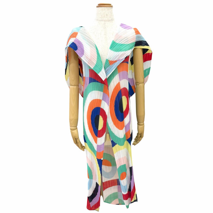 Excellent PLEATS PLEASE PP84-AD141 All-over print, short-sleeved, long cardigan
