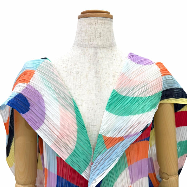Excellent PLEATS PLEASE PP84-AD141 All-over print, short-sleeved, long cardigan