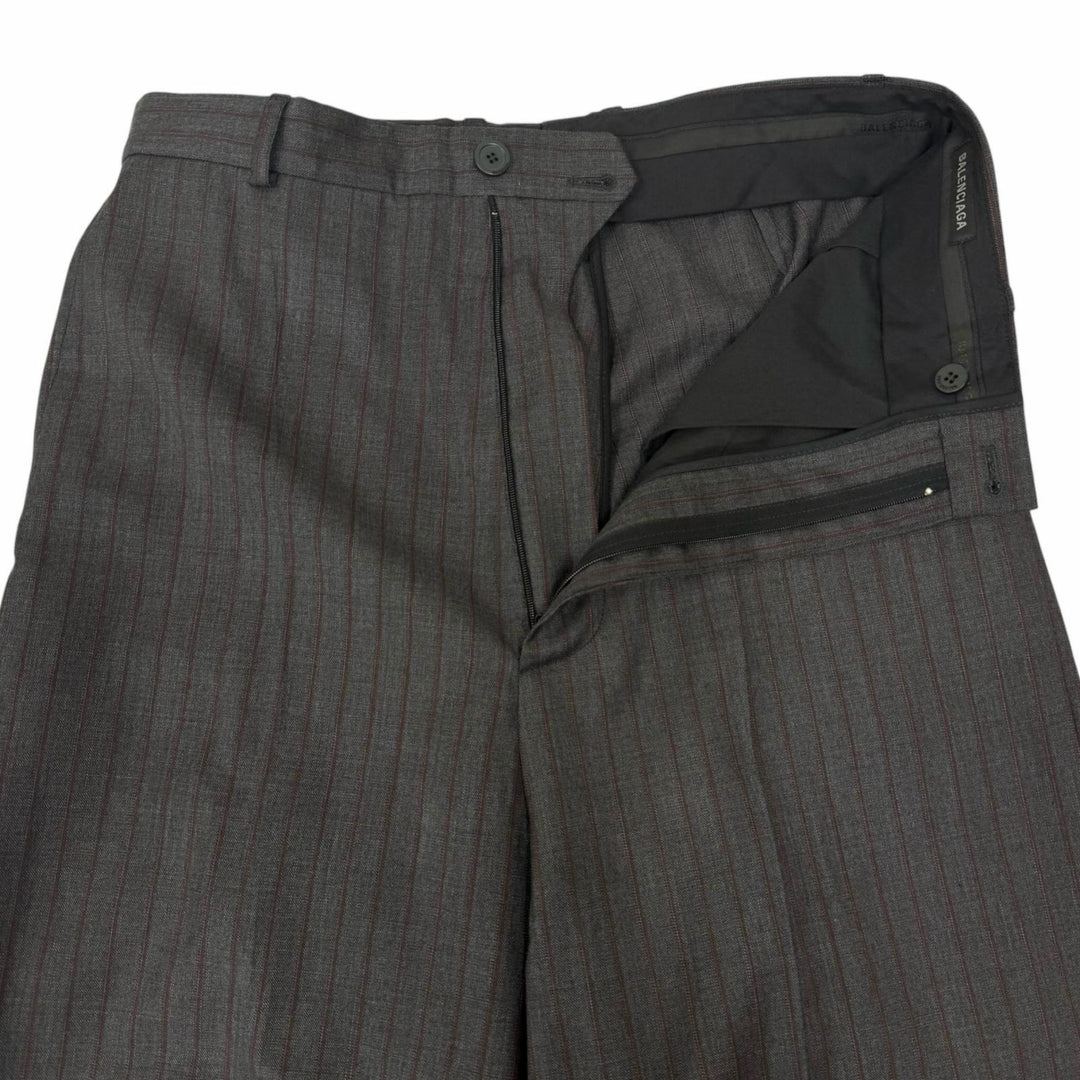 Pristine BALENCIAGA slacks Striped Pattern Trousers gray wool mens XS 773248