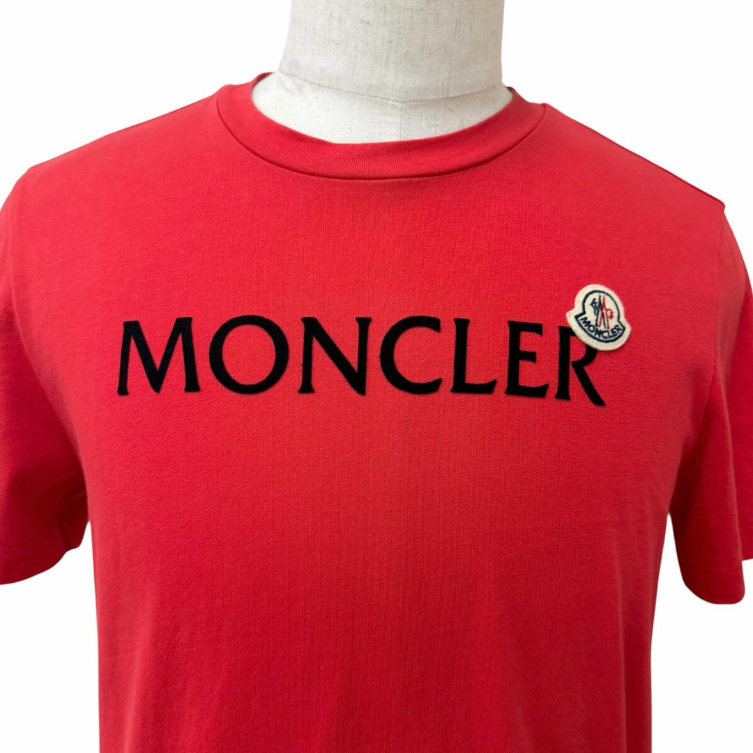 Great MONCLER Short sleeve T-shirt Stainless Steel T-SHIRT Red cotton mens