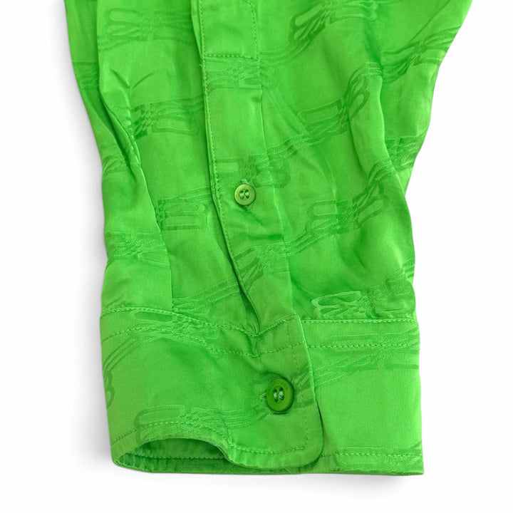 Pristine BALENCIAGA one piece BB Monogram Wrap-Style Shirt green 34 704446