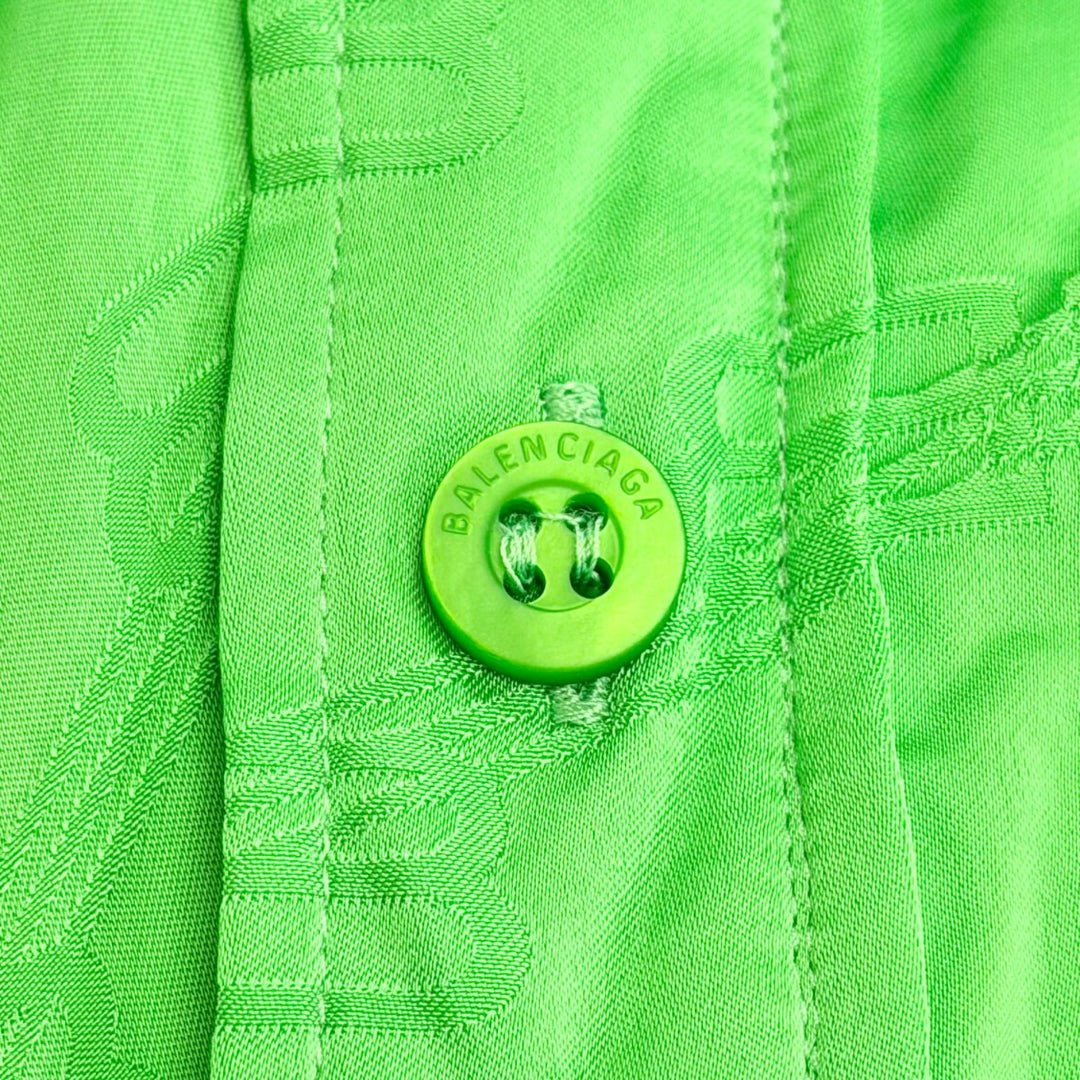 Pristine BALENCIAGA one piece BB Monogram Wrap-Style Shirt green 34 704446